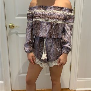 Purple off the shoulder LF romper